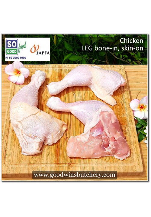Chicken LEG WHOLE BONE-IN SKIN-ON ayam paha utuh SOGOOD FOOD frozen (price/pack 600g 2-3pcs)